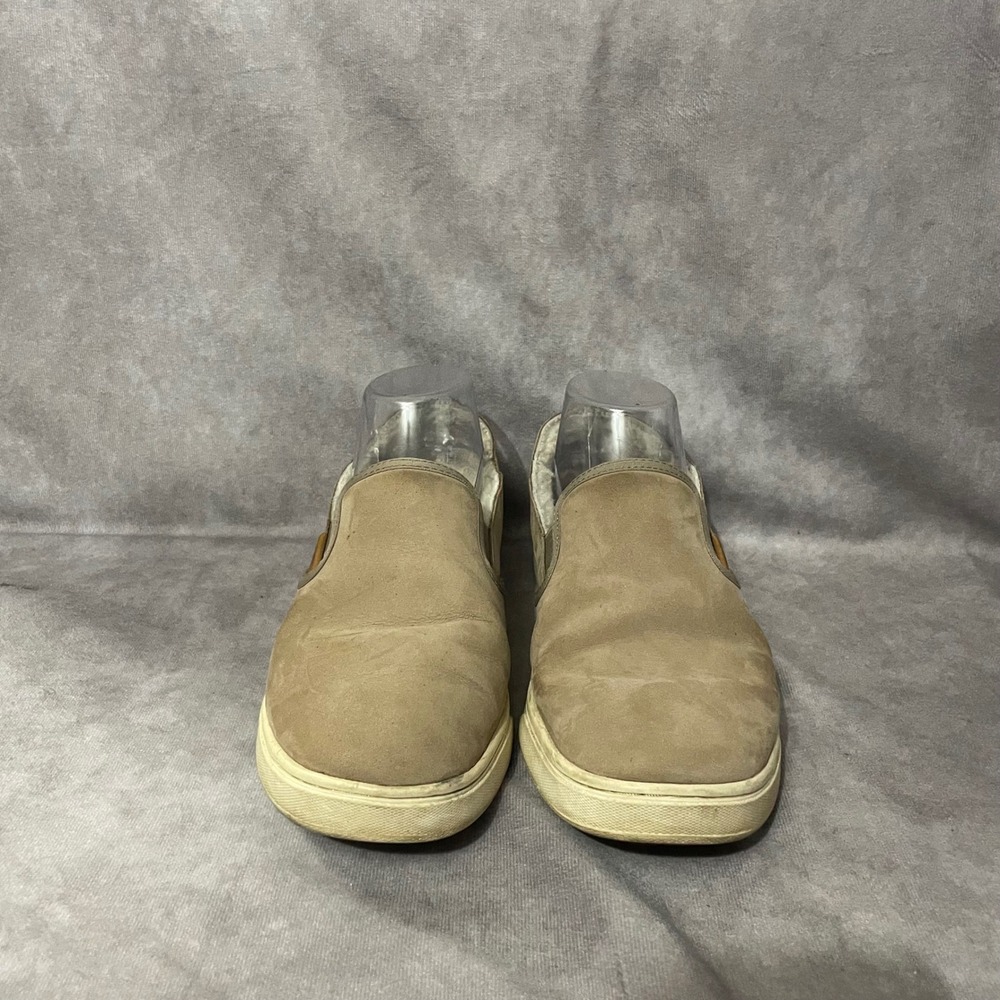 OluKai Pehuea Heu Womens 8 Tan Leather Suede Shearling‎ Slip On Loafer Shoes - Picture 2 of 8
